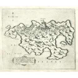 Zakynthos, Zante insula, copperplate map, Camocio, Isole Famose, 1571
