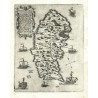 Rhodos, Řecko - Rhodi insula, mědirytina, mapa, Camocio, Isole Famose, 1571