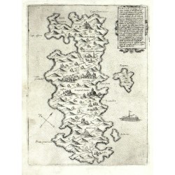 Samos, Greece - Samo nella Archipelago,  copperplate map, Camocio, Isole Famose, 1571
