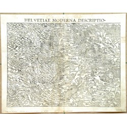 Švýcarsko - Helvetiae moderna descriptio, dřevořez, mapa, Münster, 1550