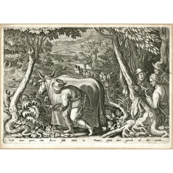 Partridge Hunt - Veste boues operit, copperplate, Stradanus, Galle, 1600