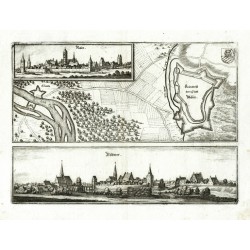 Rain and Pöttmes - Grundtriss der Statt Rain / Pöttmes, copperplate engraving, Merian, 1644