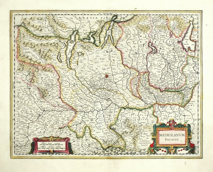 Mediolanum Ducatus - Milano, Lombardy, copperplate map, Blaeu, 1630