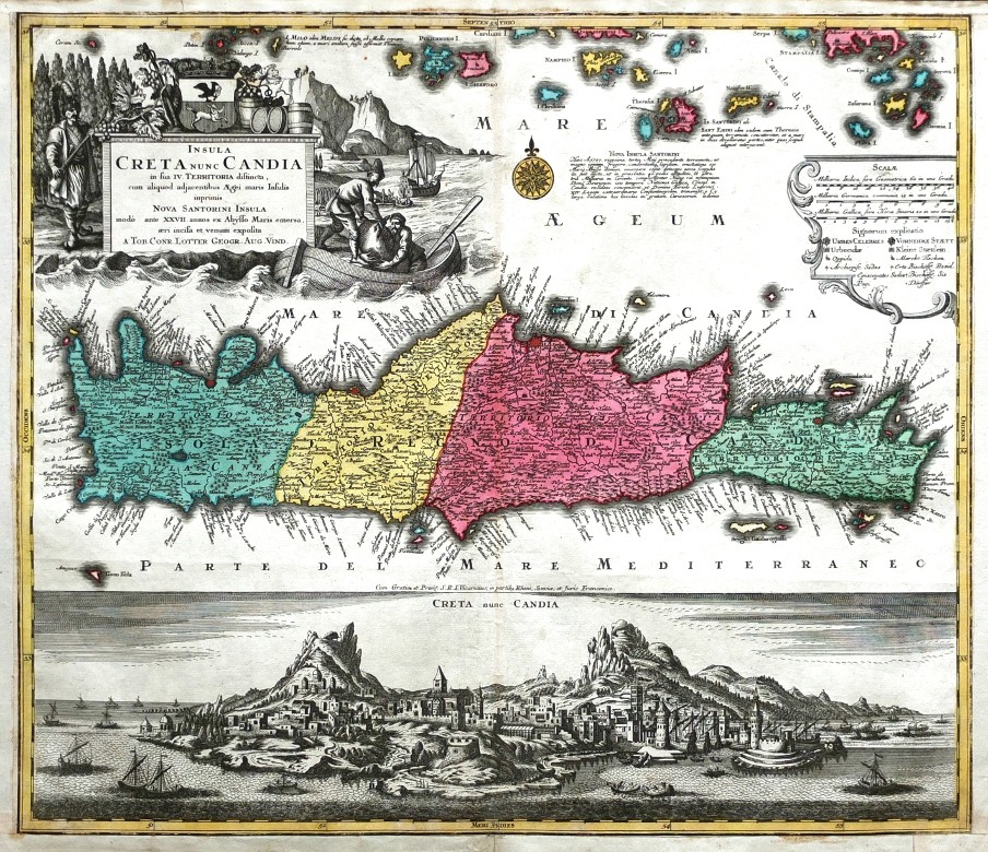 Insula Creta nunc Candia - Verkauf alter Karten