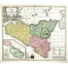 Sicily, Malta - Mappa Geographica ... Regni Siciliae ... Isle de Malte, copperplate map, Lotter, 1750
