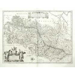 Lutych (provincie) - Leodiensis Dioecesis, mědirytina, mapa, Blaeu, 1634
