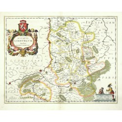 Limburg (provincie) - Ducatus Limburgum, mědirytina, mapa, Blaeu, 1634