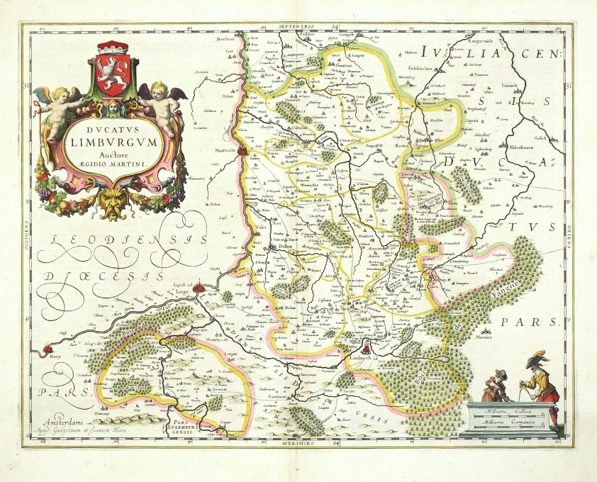 Limburg Province - Ducatus Limburgum, copperplate map, Blaeu, 1634