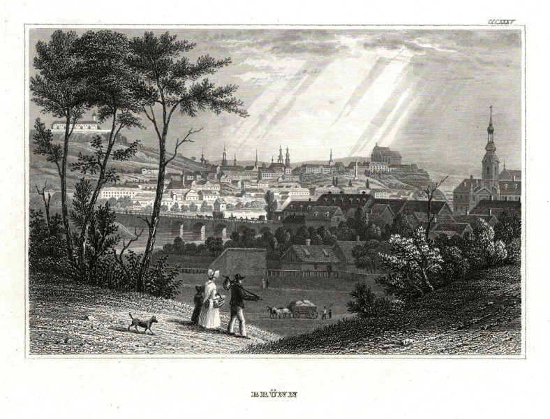 Brno - Brünn, ocelorytina, 1850 - Staré mapy na prodej