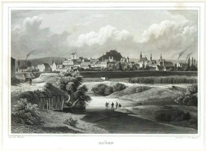 Brno - Brünn, ocelorytina, Würbs, Poppel, 1840