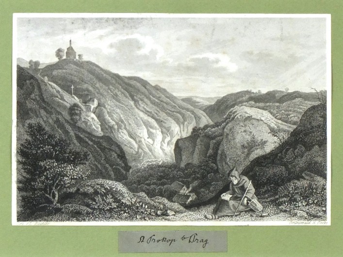 Praha - Prokopské údolí - St. Procop bei Prag, ocelorytina, 1841