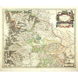 Piemont - Piemonte et Monferrato, mědirytina, mapa, Blaeu, 1641