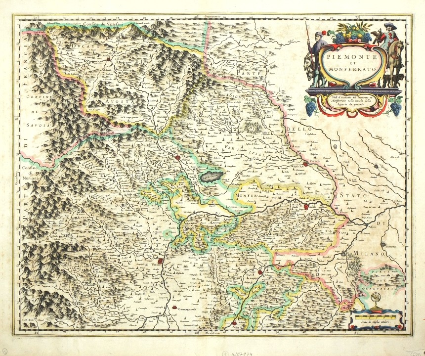 Piedmont - Piemonte et Monferrato, copperplate map, Blaeu, 1641