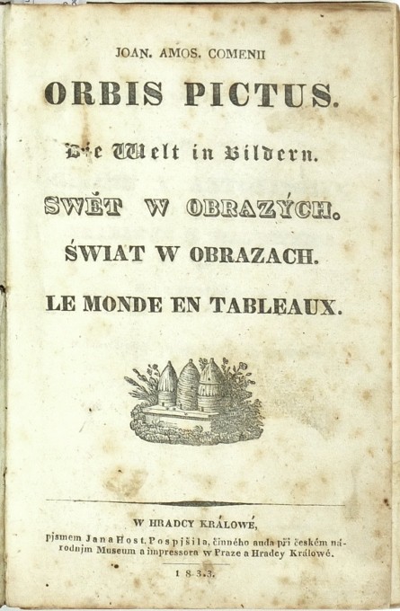 Komenský - Orbis Pictus ... Swět w obrazých, Hradec Králové, Pospíšil, 1833