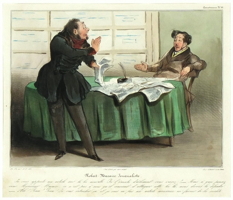 Honoré Daumier - Charles Philipon - Robert Macaire Jounaliste - journalist, lithograph, 1838