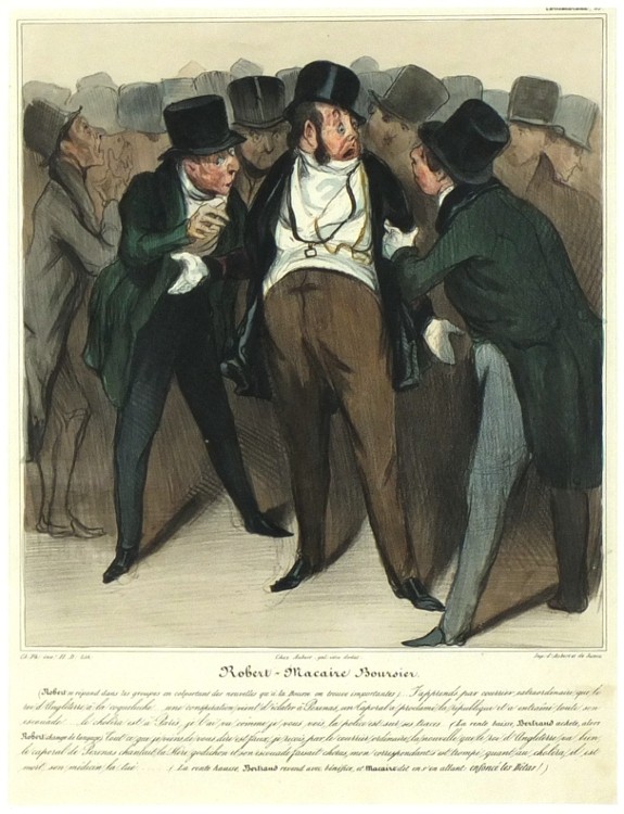 Honoré Daumier - Charles Philipon - Robert Macaire Boursier - stockbroker, lithograph, 1838