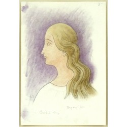 Jan Zrzavý - Profil ženy - kombinovaná technika - kresba tužkou a pastel, 50. léta