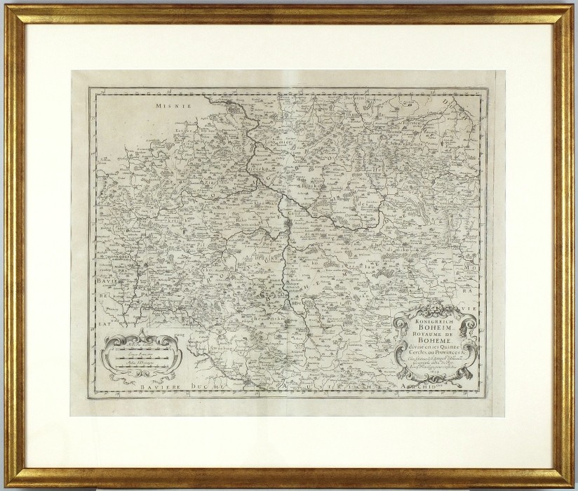 Čechy - Konigreich Boheim, mědirytina, Sanson, 1654. mapa Čech