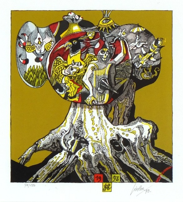 Josef Liesler, barevná litografie, 1993