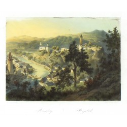 Rožmberk nad Vltavou - Haun, kolorovaná litografie, 1860, Rosenberg. Rožmberk