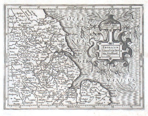 Eboracum, Lincolnia, Derbia - Antique map