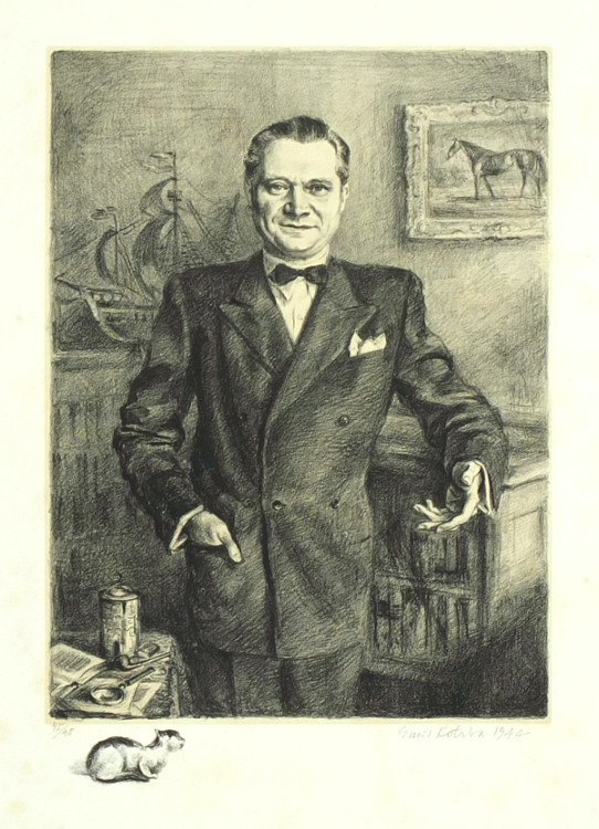 Emil Kotrba - Portét sběratele, litografie, 1944