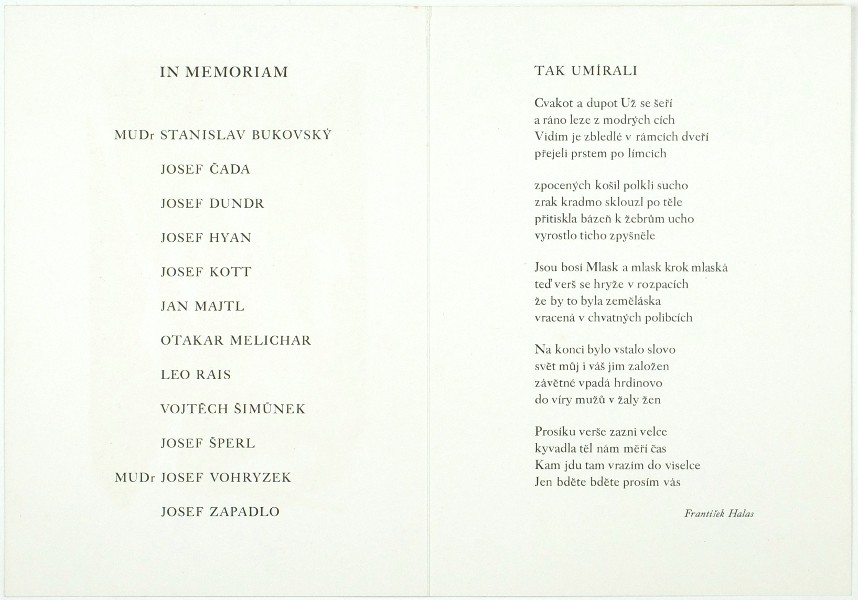 Václav Mašek, František Halas - In memoriam ... Tak umírali, 1945