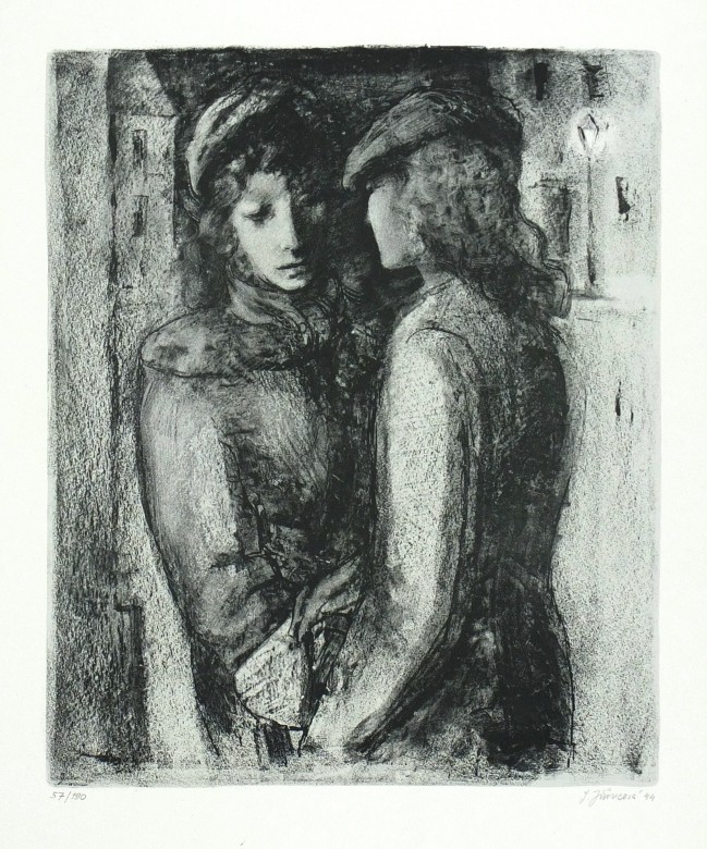 Ludmila Jiřincová - Přítelkyně, litografie, 1944