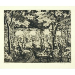 Vladimír Silovský - Noční kavárna, sociální grafika, suchá jehla, 1945