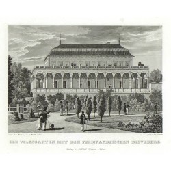 Praha - Letohrádek královny Anny - Belveder - ocelorytina - 1835