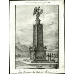 Chlumec - Přestanov - Ruský památník bitvy roku 1813, Napoleonské války, litografie, 1836