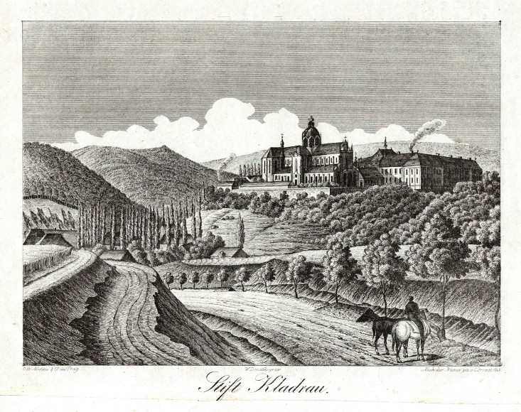 Kladruby - Stift Kladrau, kamenorytina, Medau, 1845