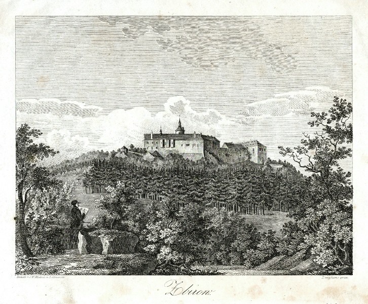 Zbiroh - Zbirow, kamenorytina, Medau, 1845