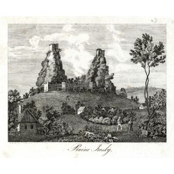 Hrad Trosky - Ruine Trosky, kamenorytina, Medau, 1845