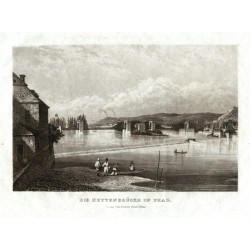 Praha - Most císaře Františka I. - Řetězový most, ocelorytina, G. Haase Söhne, 1840