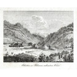 Hýskov - Stará huť - Althütten in Böhmens rakonitzer Kreise, kamenorytina, Medau, 1845
