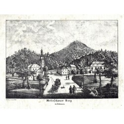 Milešovka - Milleschauer Berg in Böhmen, litografie, Kutschera, Medau, 1840