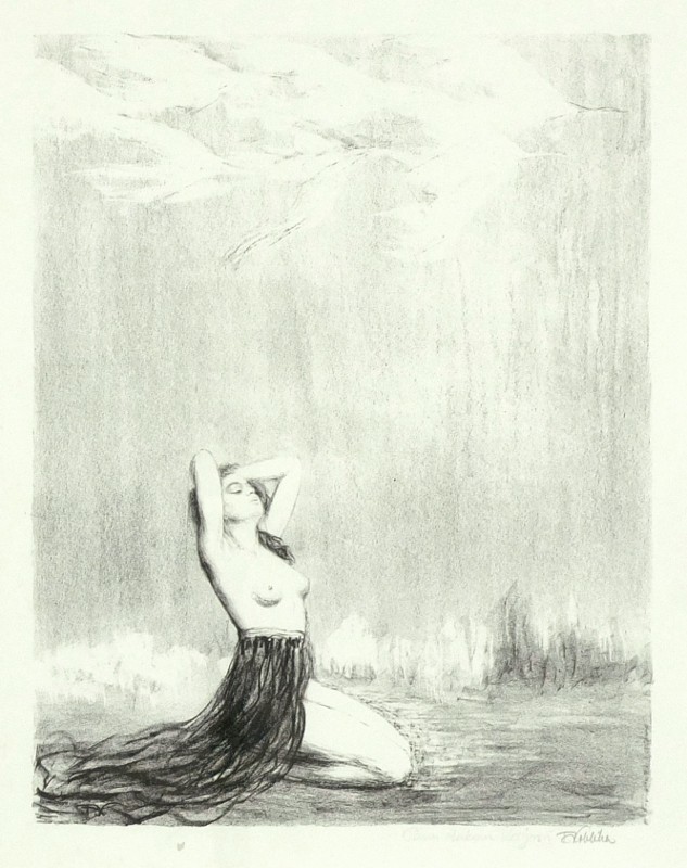 František Kobliha - Touha, litografie, 1945