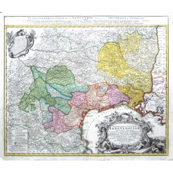 Languedoc - Gubernatio Generalis Languedociae, mědirytina, mapa, Homann, 1742
