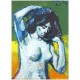 Josef Liesler, ženský poloakt, malba - tempera na papíře, 1960