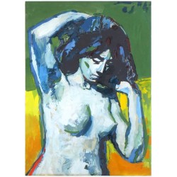 Josef Liesler, ženský poloakt, malba - tempera na papíře, 1960