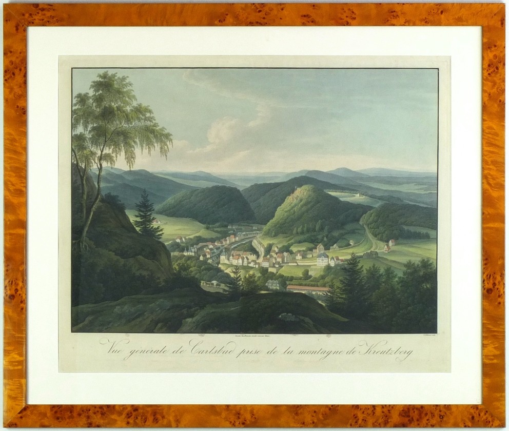 Karlovy Vary - Vue générale de Carlsbad, obrysový lept, Hammer, Arnold, 1830