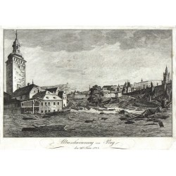Praha - povodeň 1824 - Überschwemmung von Prag, mědirytina, Rainold, 1825