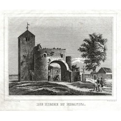 Praha, Přední Kopanina, Rotunda - Die Kirche zu Kopanina, kamenorytina, Medau, 1840