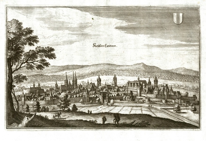 Kaiserslautern - KeysersLautern, Kupferstich, Merian, 1645 - Verkauf alter Karten