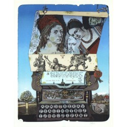 Josef Liesler, Mám Dürera v psacím stroji, barevná litografie, 1981