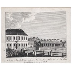 Karlovy Vary - Das Mühlbadhaus in Carlsbad, mědirytina, Pluth, 1819