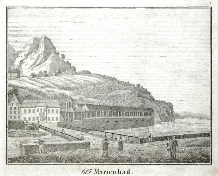 Karlovy Vary - Marienbad, litografie, Neue Bildergallerie, 1833 - Staré mapy na prodej