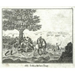 Praha, Bitva u Štěrbohol - Schlacht bei Prag, litografie, Neue Bildergallerie, 1833