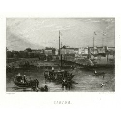 Kanton, Guangzhou, Čína - Canton, ocelorytina, 1850